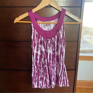 Ann Taylor Magenta Purple and White Print Top XXSP